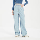 Irregular Asymmetric Color Matching High Waist Straight Pants Casual Slacks